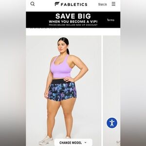 FABLETICS Women's Black and Blue Tie-Dye Sun Chaser 3” Shorts